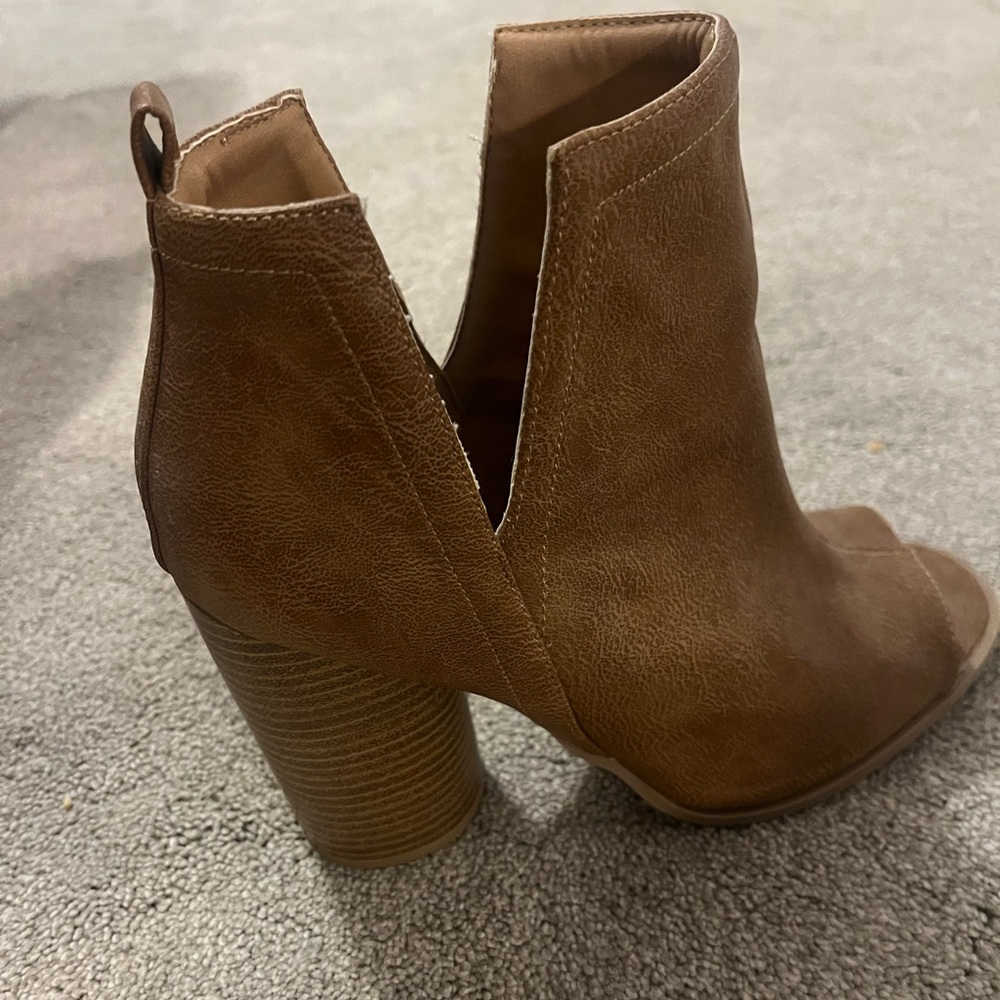 Altar'd State Tan Peep-Toe Ankle Booties - Picture 8 of 9